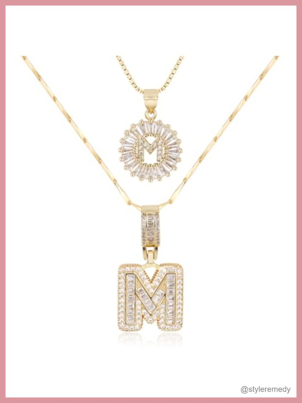 14k Gold Plated Custom Letter Necklace Dainty Initial Pendant Zirconia
